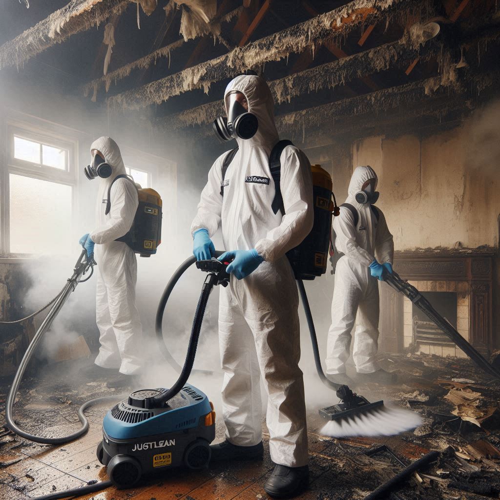 Limpieza post incendio en Barcelona